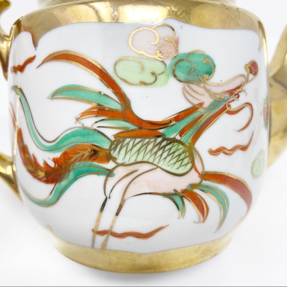 *SOLD* VINTAGE CHINESE DRAGON & PHOENIX GOLD TEAPOT SET - Picture 2 of 15